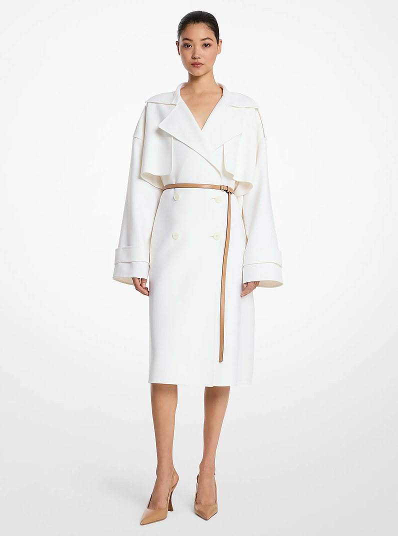 Double Faced Wool Blend Gabardine Trench Coat
