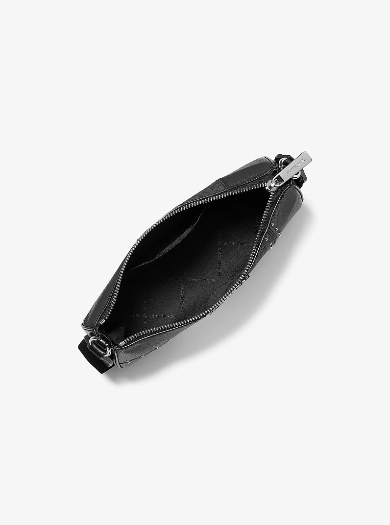 Jet Set Travel Small Metallic Patchwork and Signature Logo Crossbody Bag in BLACK | Michael Kors