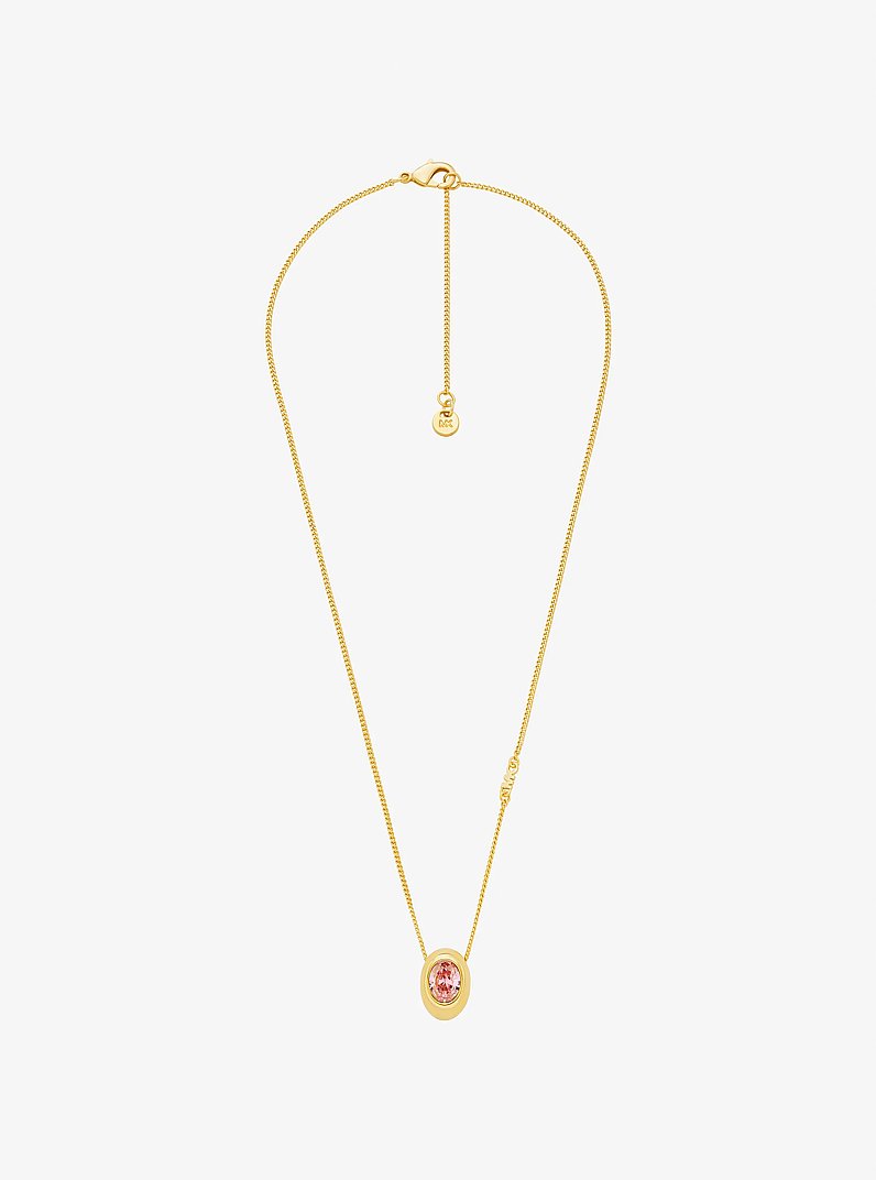 Oval Stone Pendant Necklace in GOLD/PINK | Michael Kors
