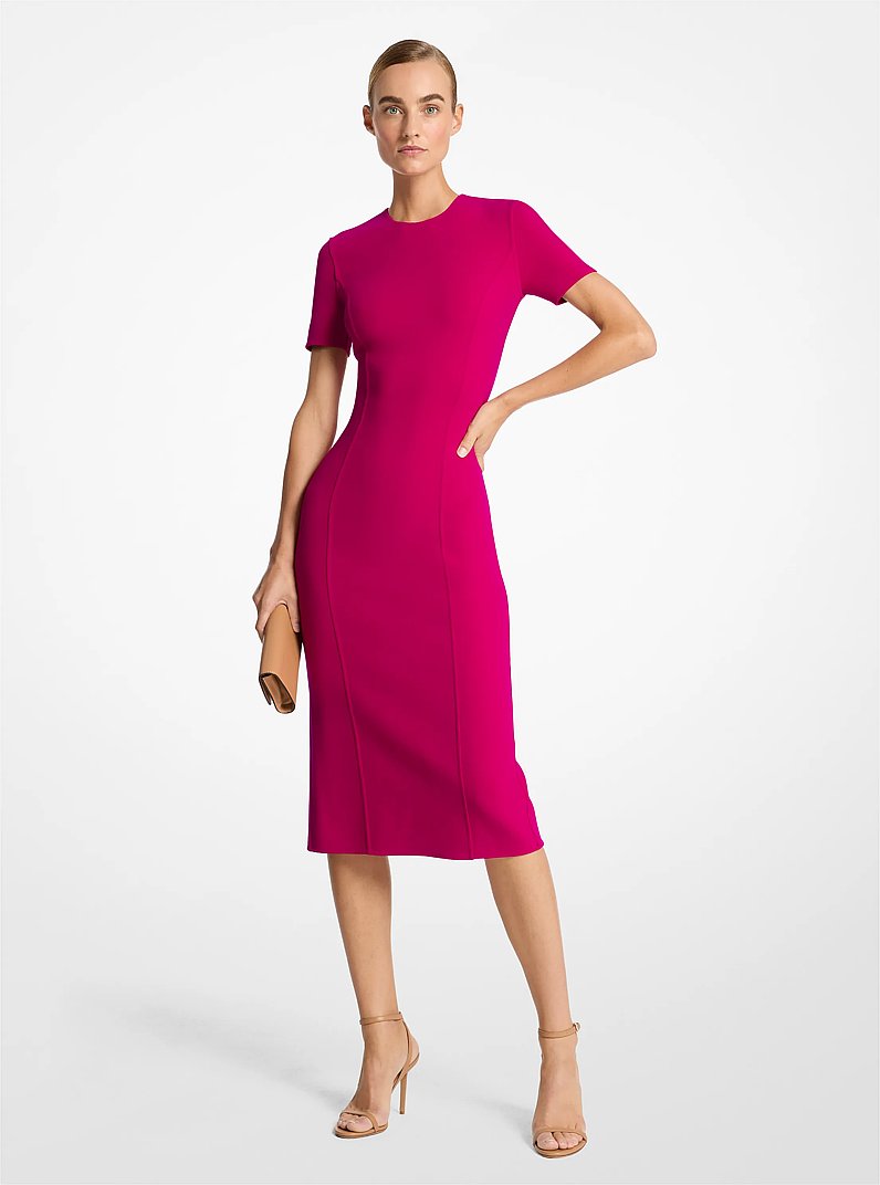 Double Faced Stretch Wool Sheath Dress in RASPBERRY | Michael Kors