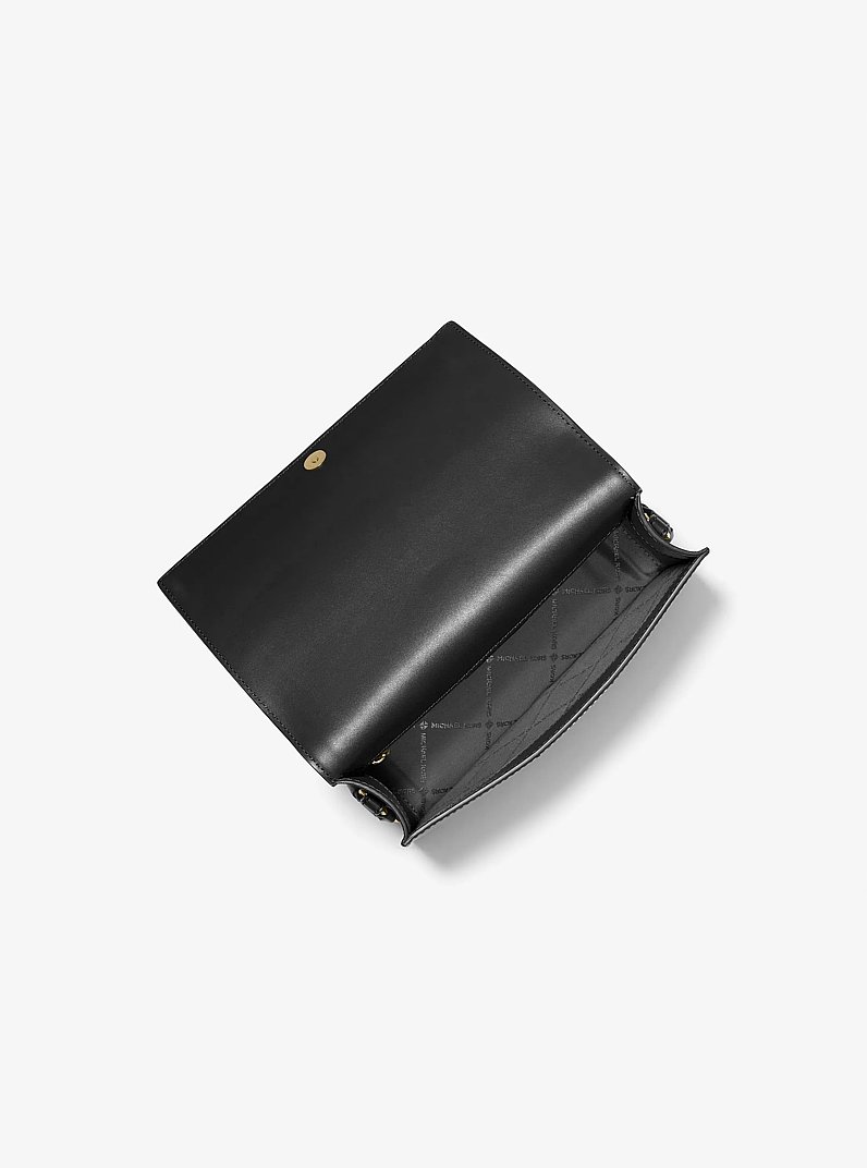 Grand sac &agrave; bandouli&egrave;re Jet Set en cuir saffiano in NOIR | Michael Kors