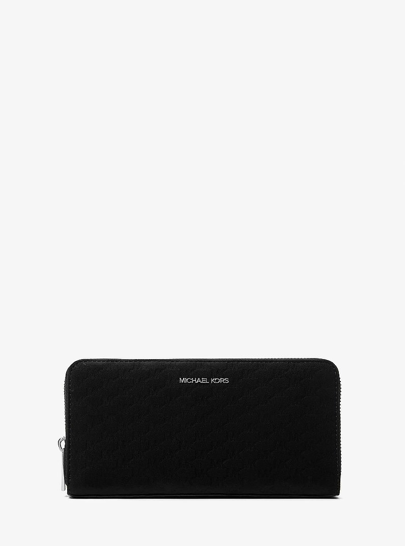 Billetera Cooper de microgamuza de poli&eacute;ster con cremallera y logotipo grabado in NEGRO | Michael Kors