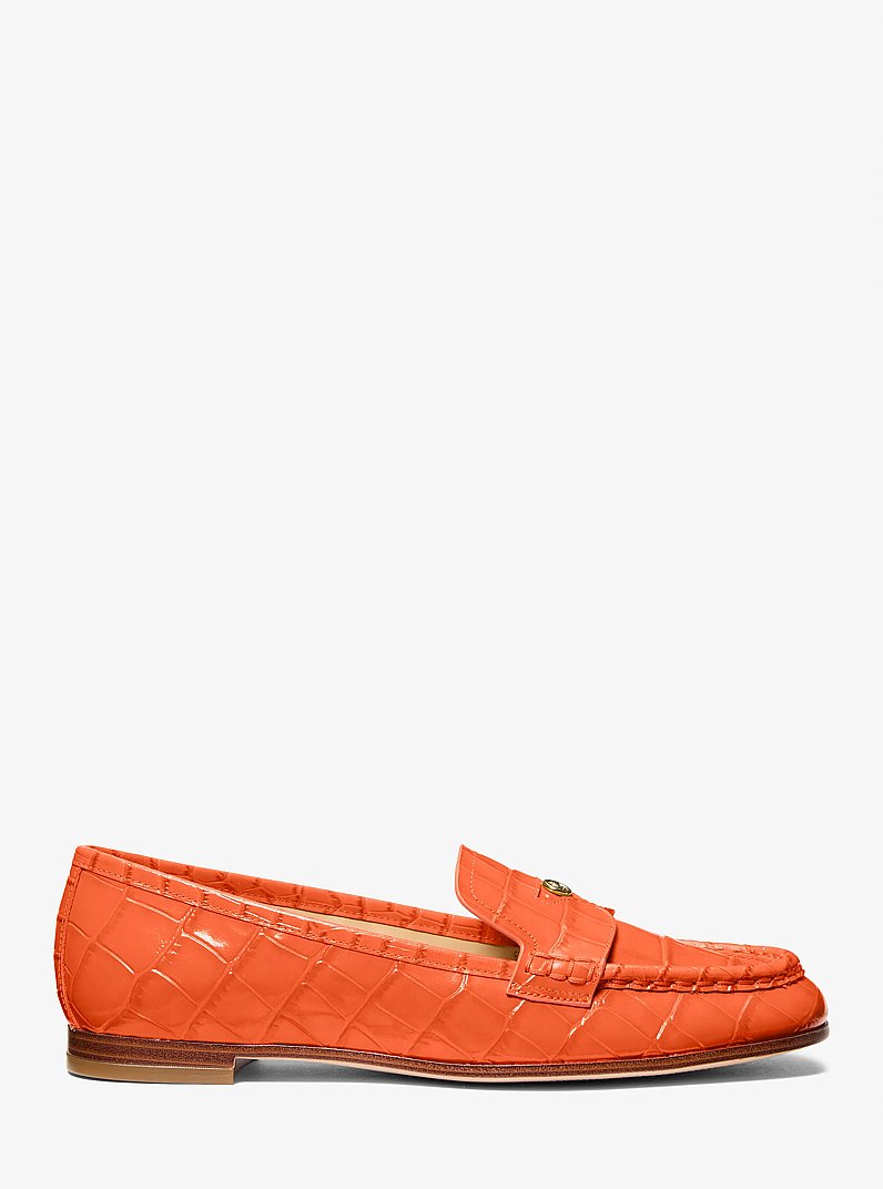 Jennings Crocodile Embossed Leather Loafer in MIMOSA | Michael Kors