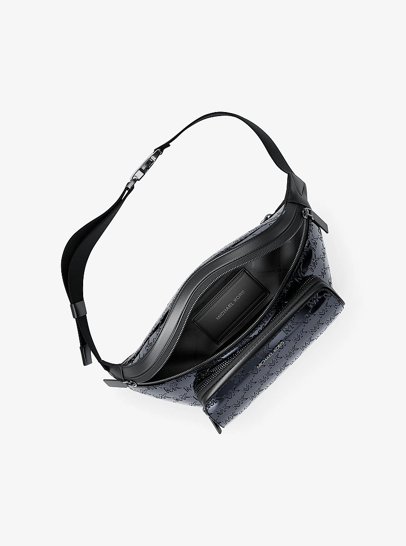 Cooper Medium Metallic Logo Debossed Utility Sling Pack in NAVY | Michael Kors