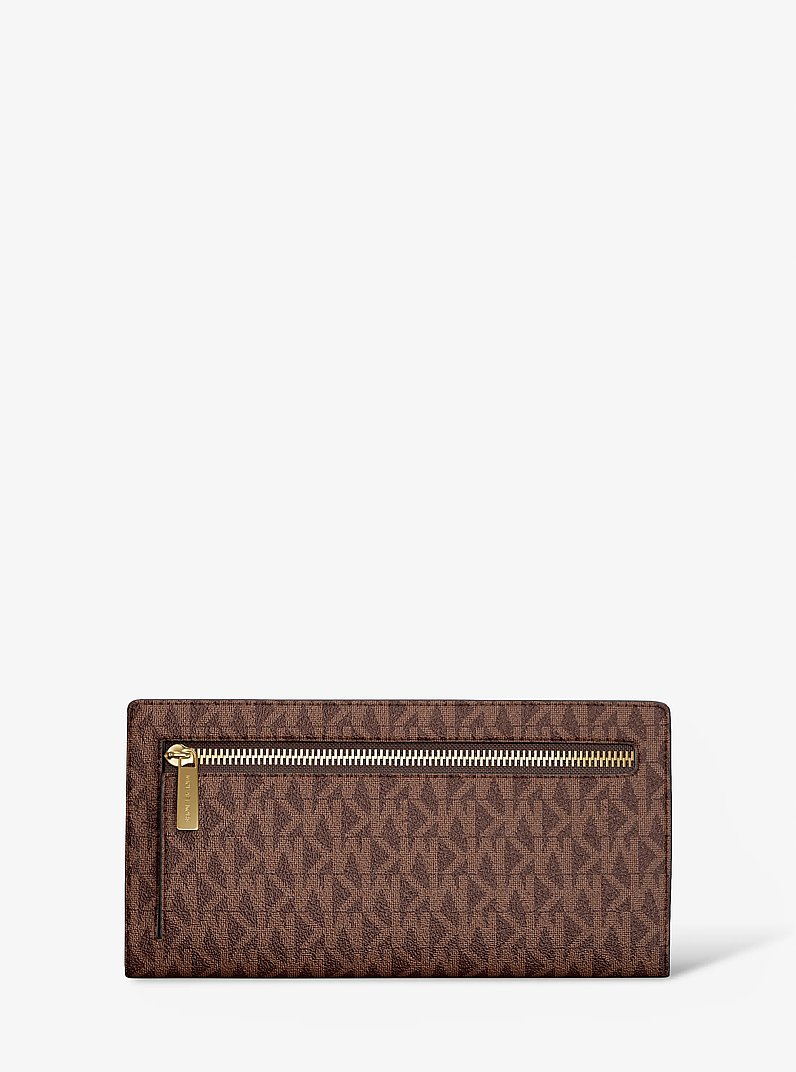 Carson Large Signature Logo Wallet in BROWN | Michael Kors