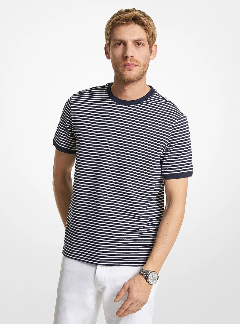 Striped Cotton and Silk Blend T-Shirt
