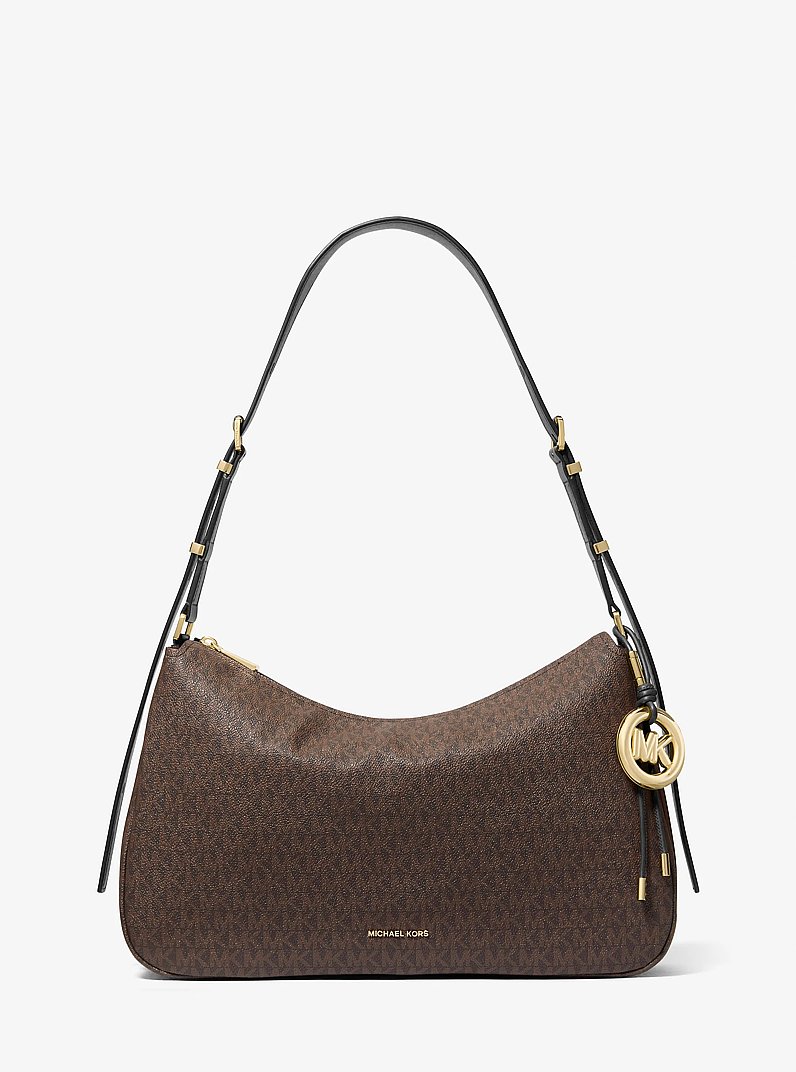 Nolita Medium Signature Logo Shoulder Bag in BROWN/BLK | Michael Kors
