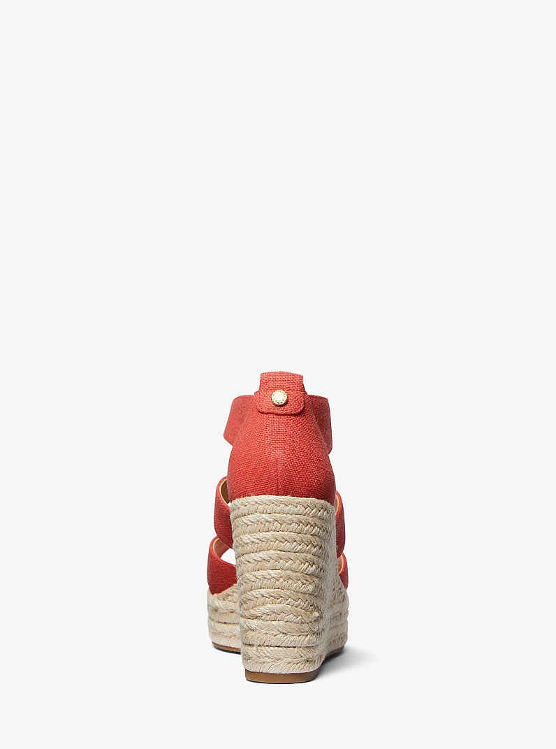 Etta Linen Blend Wedge Sandal in SPICED CORAL | Michael Kors