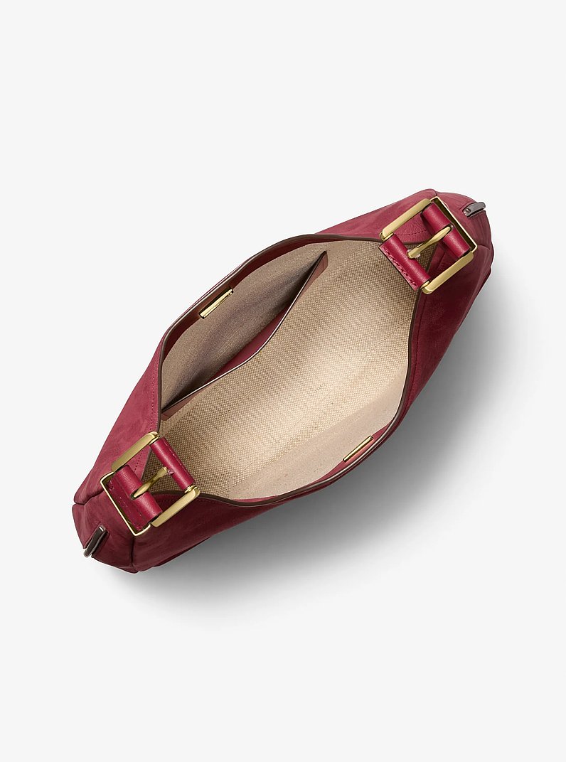 Nolita Large Nubuck Hobo Shoulder Bag in MULBERRY | Michael Kors