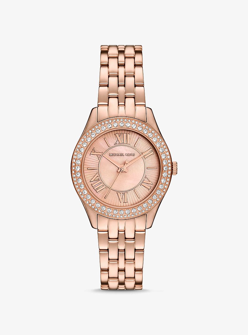 Mini Harlowe Pav&eacute; Rose Gold-Tone Watch in ROSE GOLD | Michael Kors