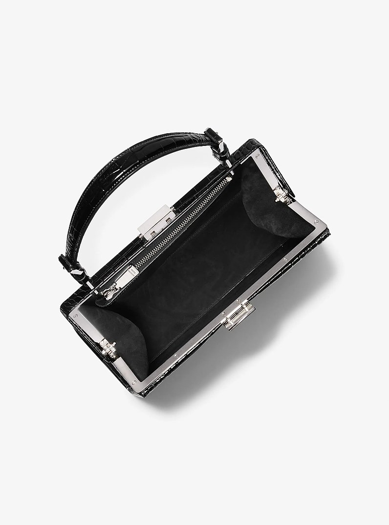 Bolso satchel Simone de piel con motivo de cocodrilo en relieve in NEGRO | Michael Kors