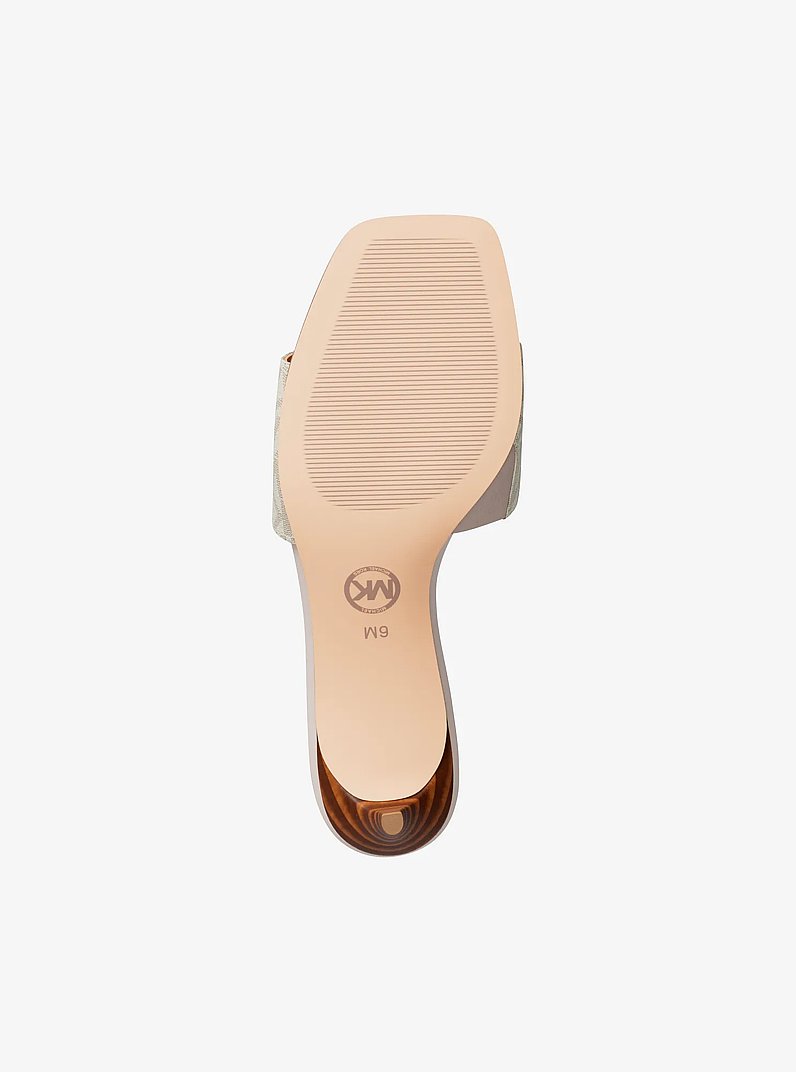 Sandalo Natalie con stampa logo e mezzo tacco in VANIGLIA | Michael Kors