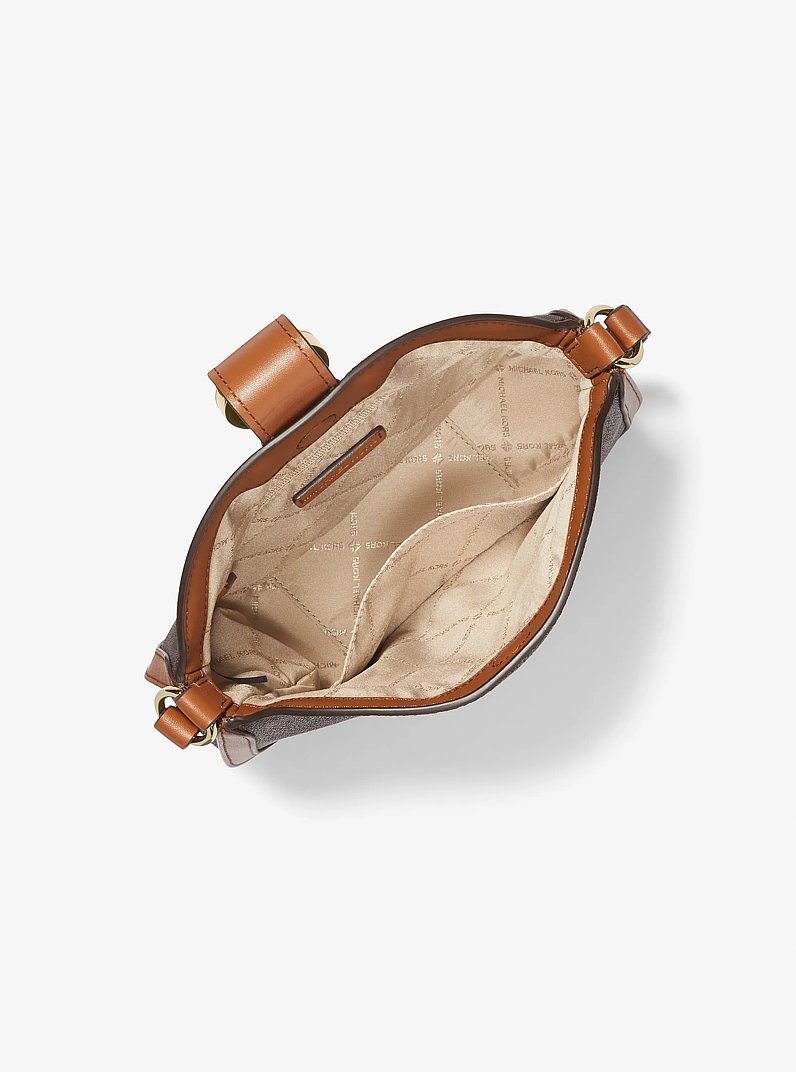 Gabby Small Signature Logo Hobo Crossbody Bag in BROWN | Michael Kors
