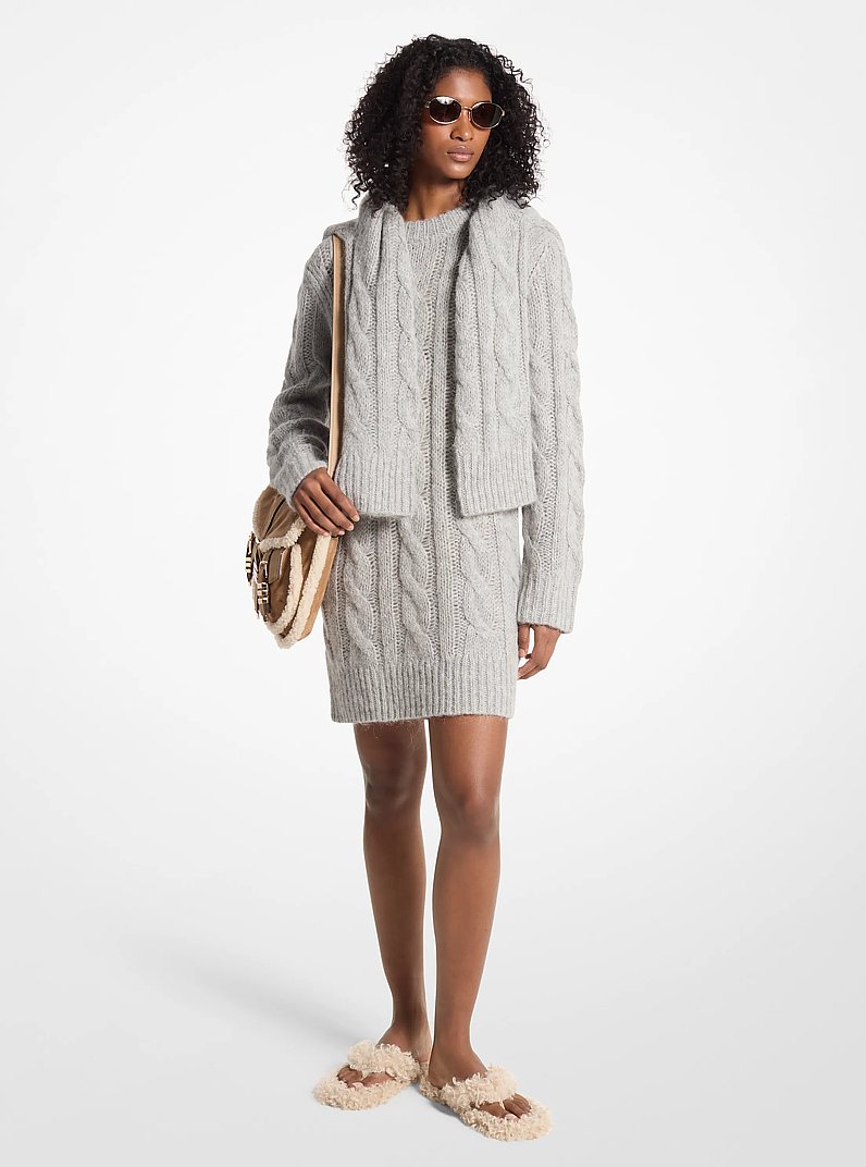 Cable Knit Alpaca Blend Sweaterdress in PEARL HEATHER | Michael Kors