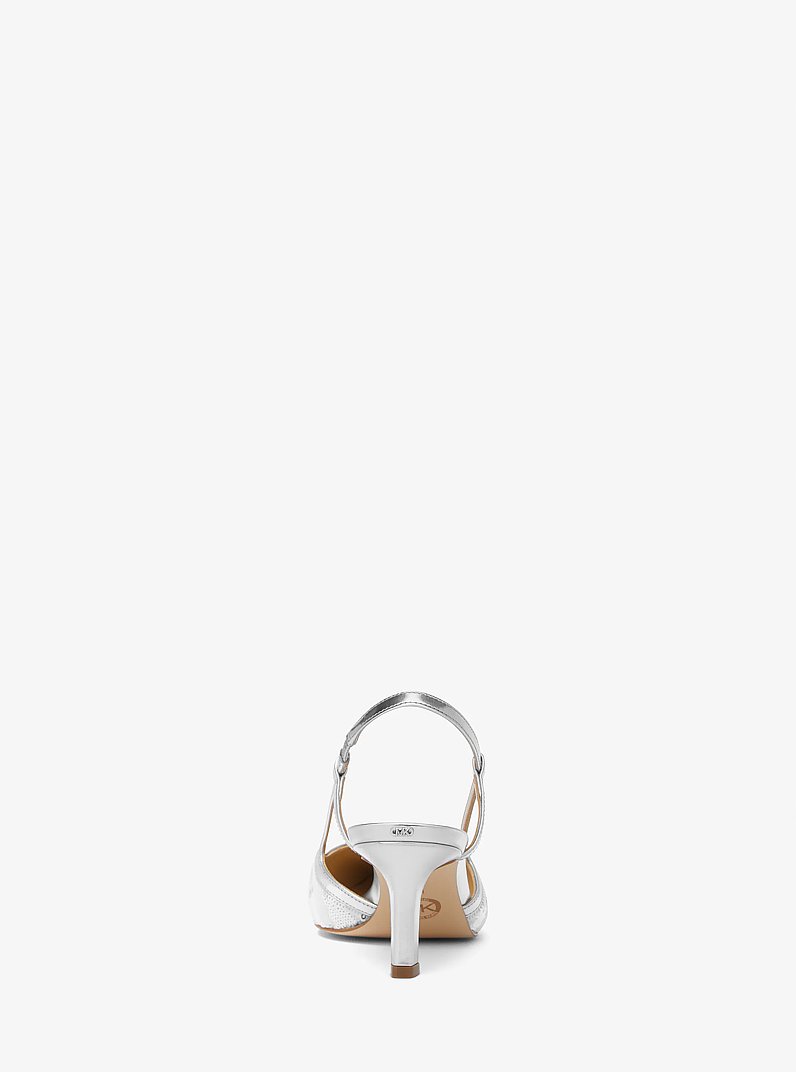 Alora Sequined Zebra Slingback Pump in OPTIC WHITE/SILVER | Michael Kors