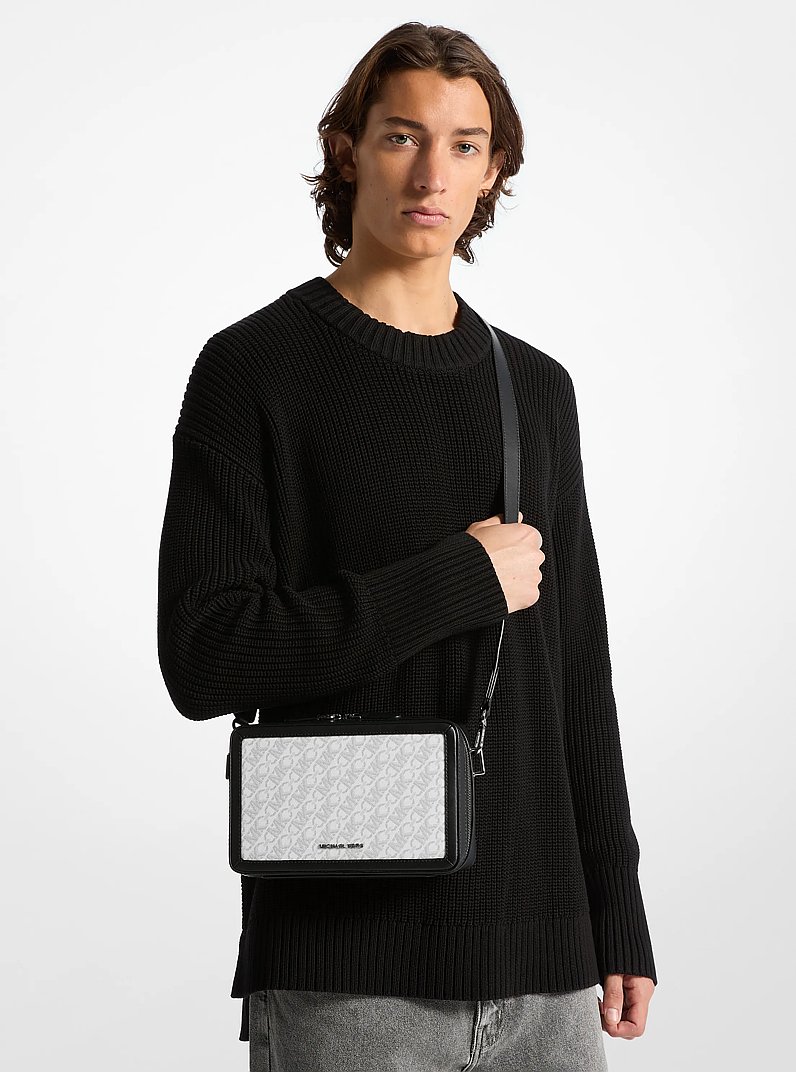 Hudson Empire Monogram Crossbody Bag in OPTIC WHITE | Michael Kors