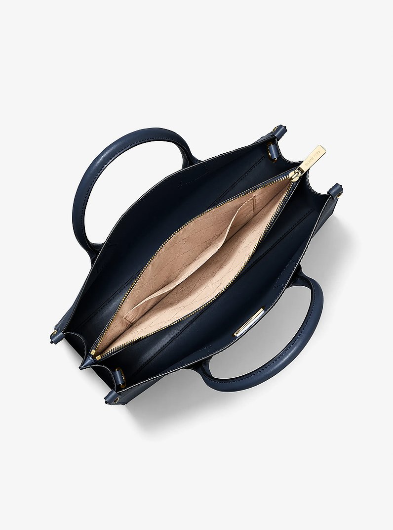 Maple Large Pebbled Leather Satchel in NAVY | Michael Kors
