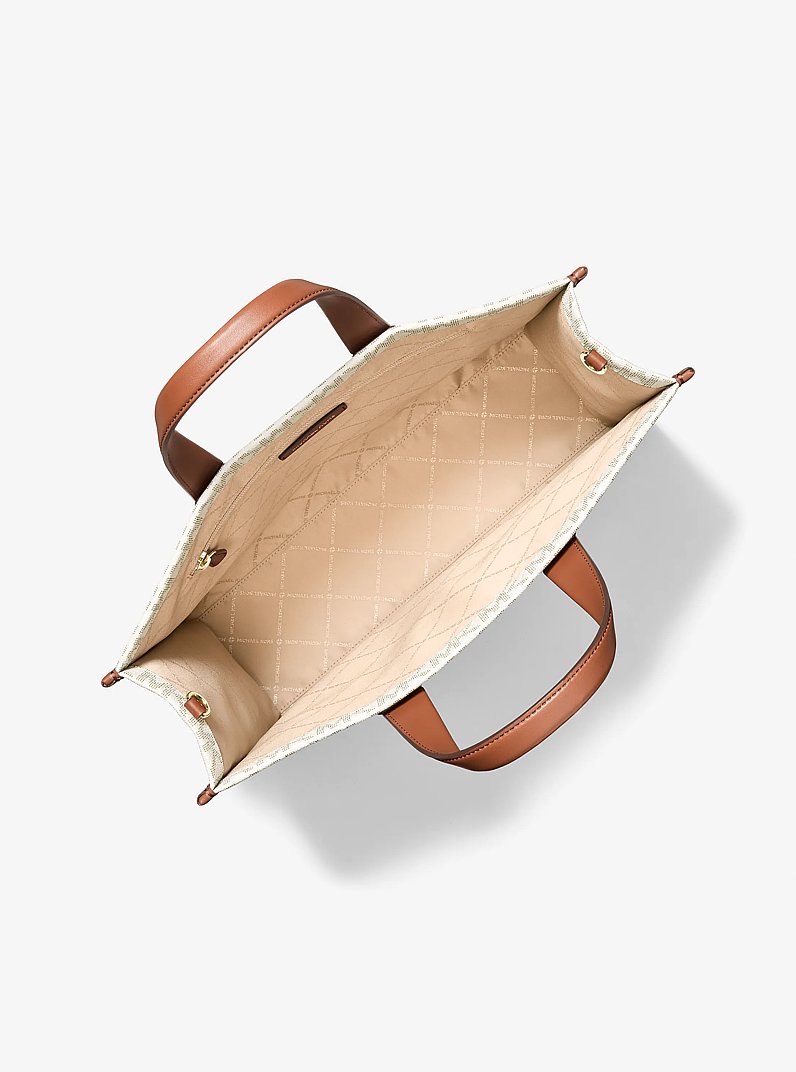 Borsa tote Gigi grande con stampa logo in VANIGLIA/CUOIO | Michael Kors