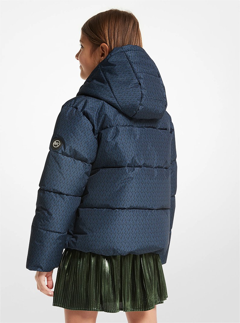 Quilted Signature Logo Puffer Jacket in NAVY | Michael Kors