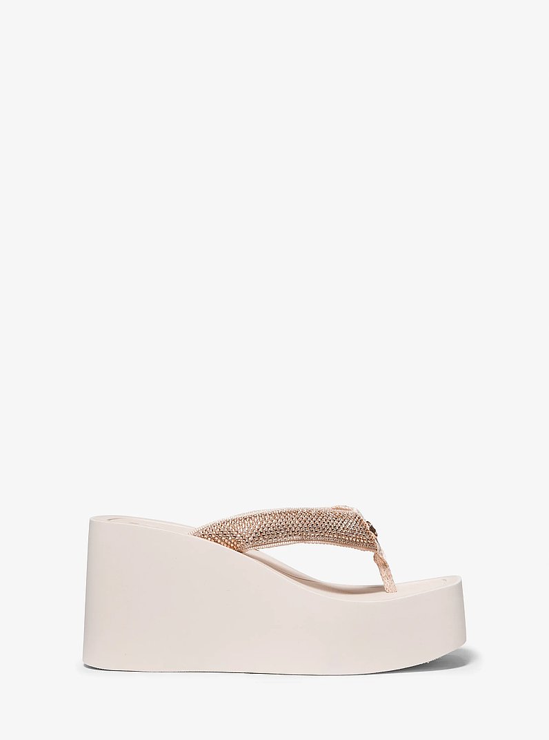 Chandler Embellished Glitter Chain Mesh Platform Sandal in ROSE GOLD | Michael Kors