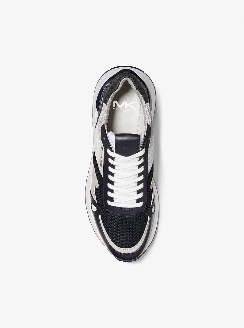 Miles Color-Block Logo and Mesh Trainer in MIDNIGHT | Michael Kors