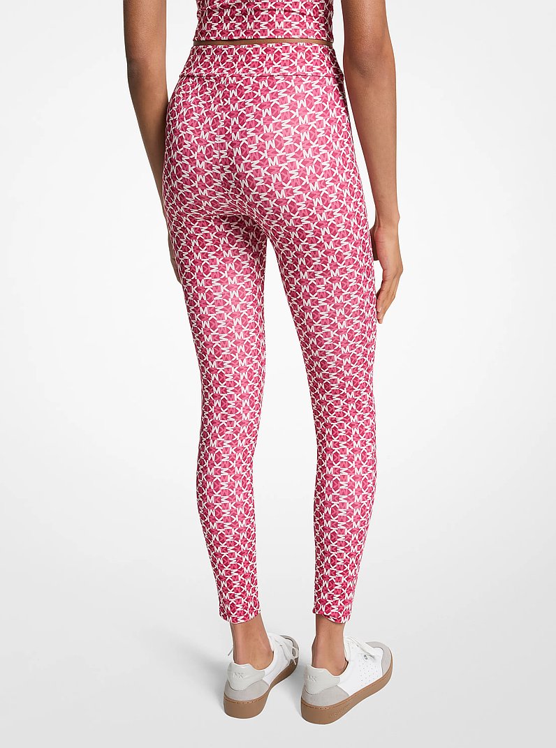 Logo Print Stretch Knit Leggings in DARKRASPBERRY | Michael Kors