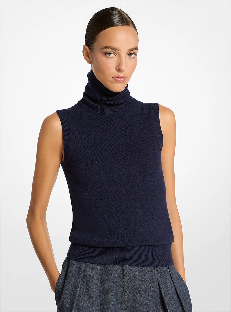 Cashmere Sleeveless Turtleneck in MARITIME | Michael Kors