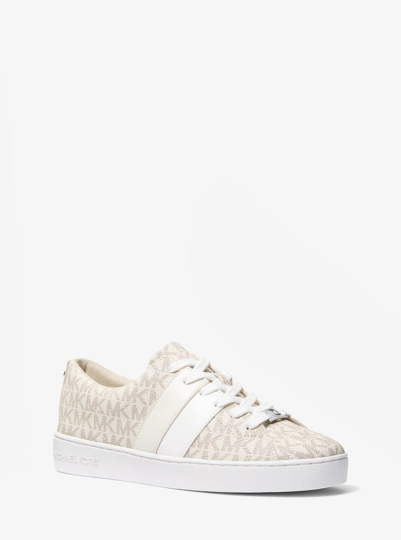 Keaton Striped Signature Logo Sneaker in CREAM | Michael Kors