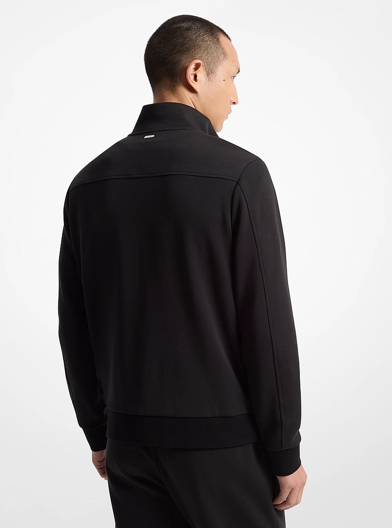 Stretch Cotton Mock Neck Jacket in BLACK | Michael Kors