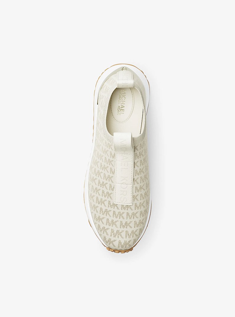 Bodie Metallic Logo Knit Slip-On Sneaker in CREAM | Michael Kors