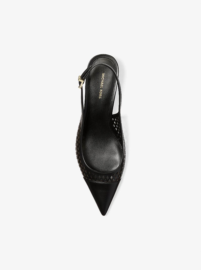 D&eacute;collet&eacute; Amara slingback in pelle tagliata al laser in NERO | Michael Kors