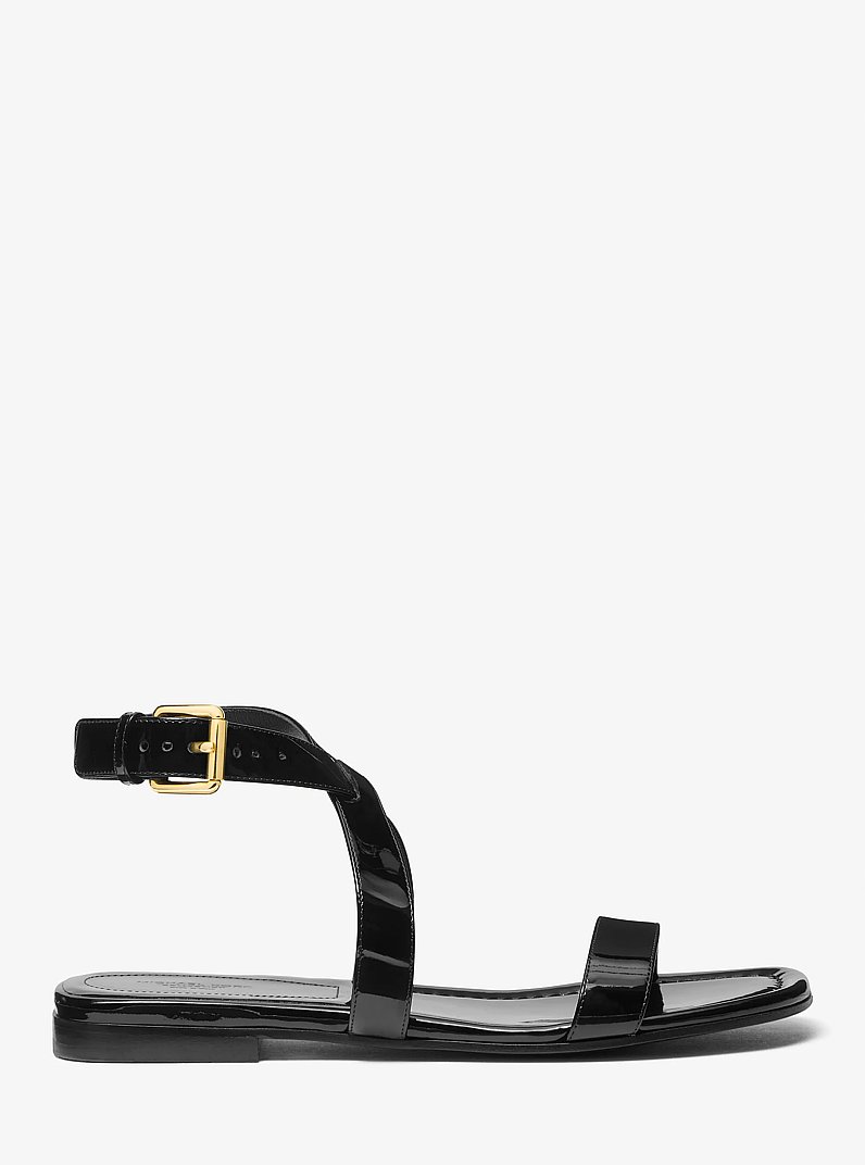 Bridgette Patent Leather Sandal in BLACK | Michael Kors