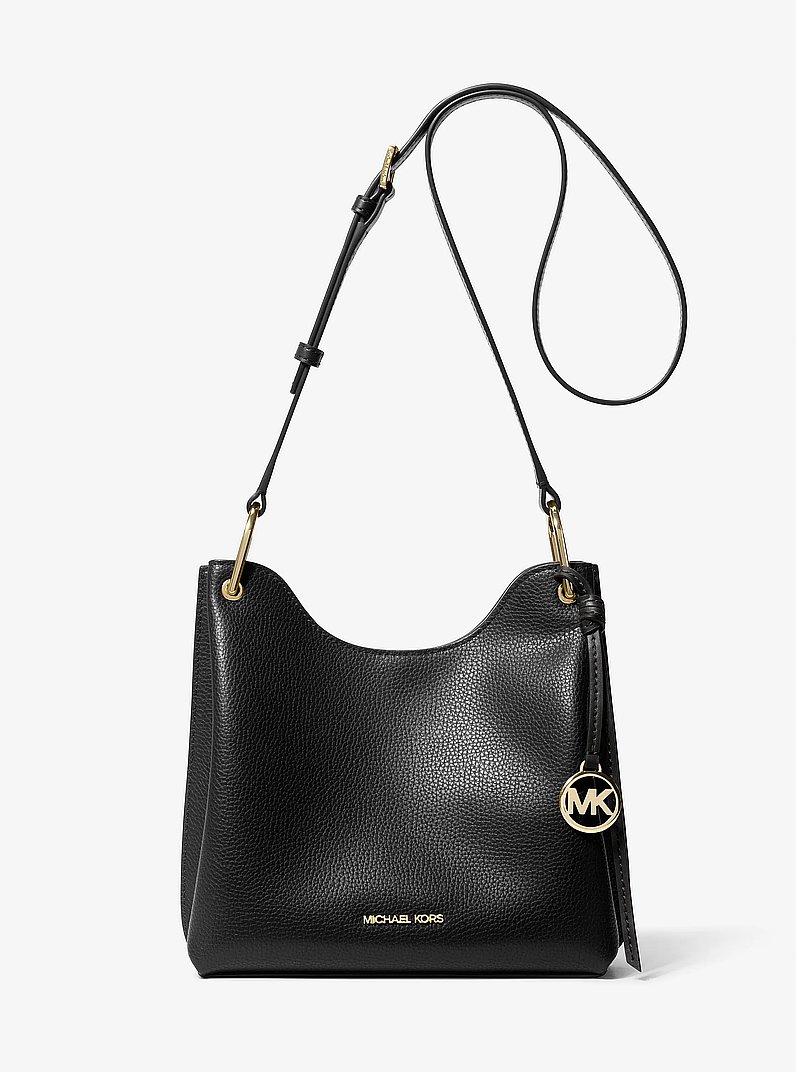 Borsa messenger Joan grande in pelle martellata in NERO | Michael Kors