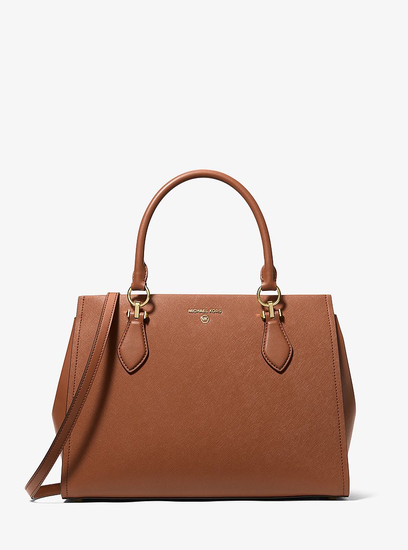 Marilyn Large Saffiano Leather Satchel in LUGGAGE | Michael Kors