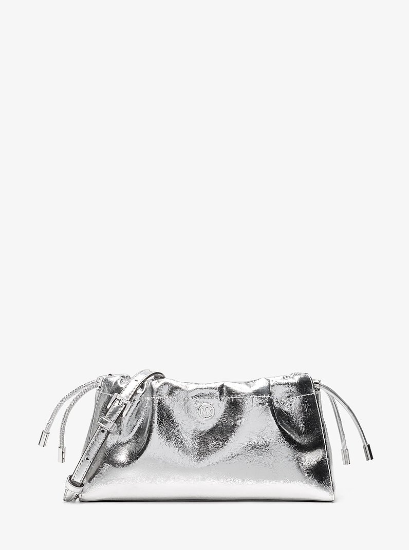 Matilda Small Metallic Cinched Crossbody Bag in SILVER | Michael Kors