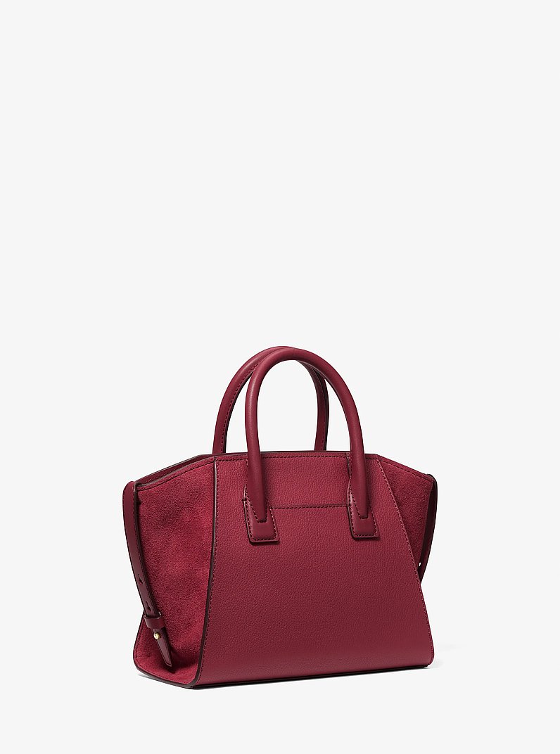 Avril Small Pebbled Leather Satchel in CHERRY | Michael Kors