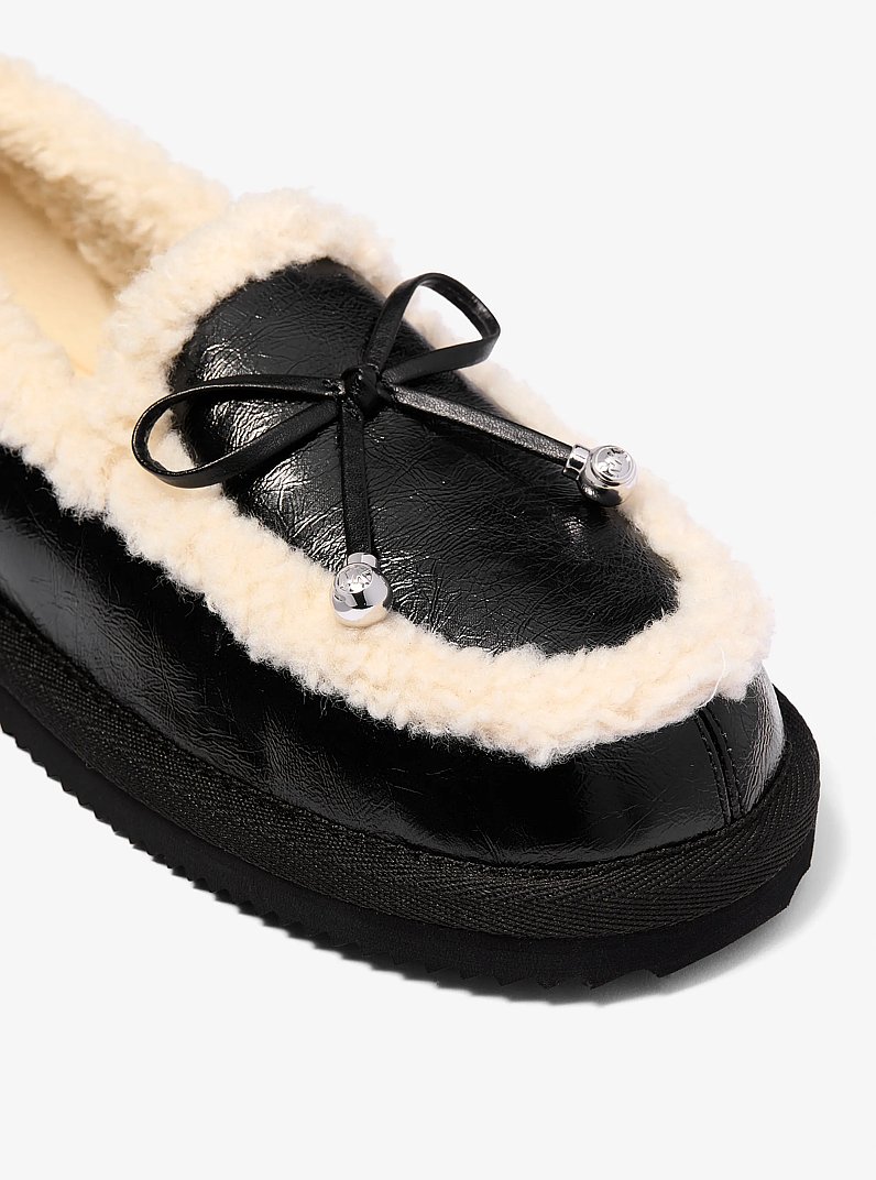 Jo Faux Shearling Trim Moccasin in BLACK | Michael Kors