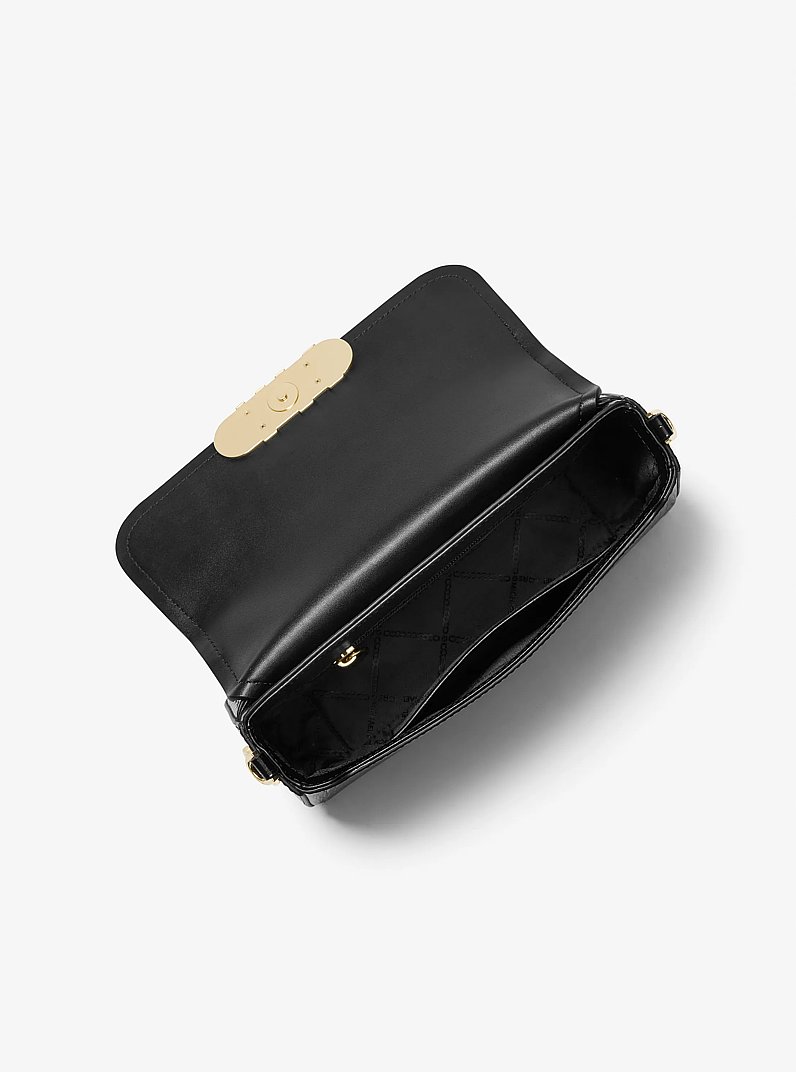 Parker Medium Crocodile Embossed Leather Shoulder Bag in BLACK | Michael Kors
