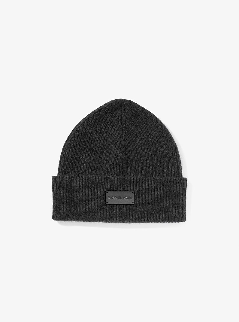 Wool Beanie Hat and Scarf Set in BLACK | Michael Kors