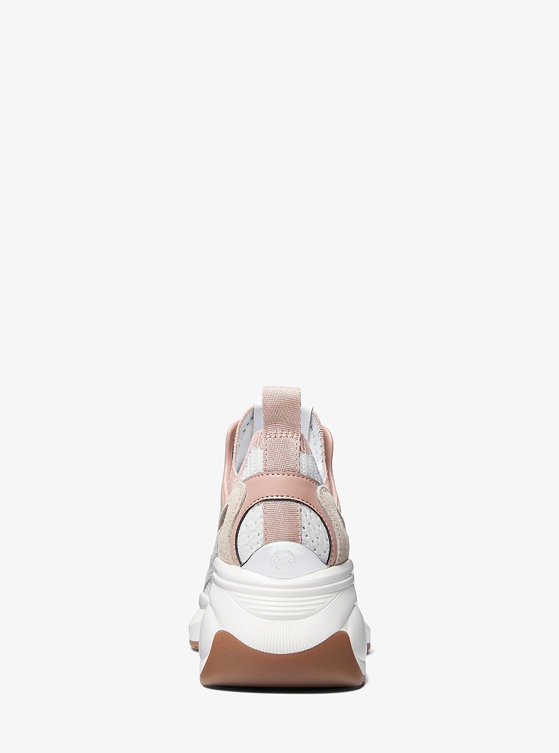 Zuma Color-Block Leather and Mesh Trainer in SMOKEY ROSE | Michael Kors