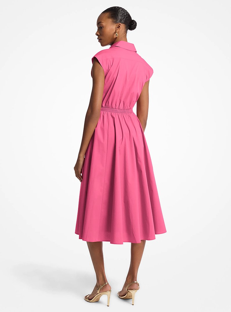 white christmas dresses Stretch Cotton Sleeveless Printed Midi Dress | Fit and Flare main image 0