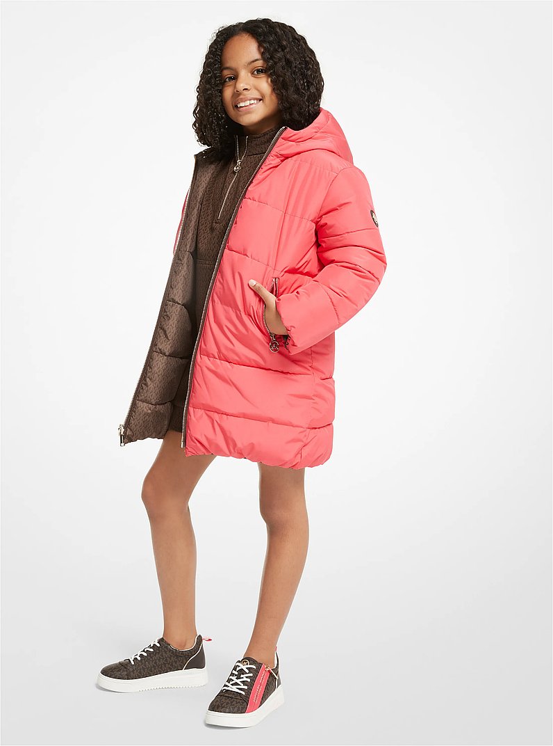 Quilted Signature Logo Reversible Puffer Coat in CHOCOLATE | Michael Kors