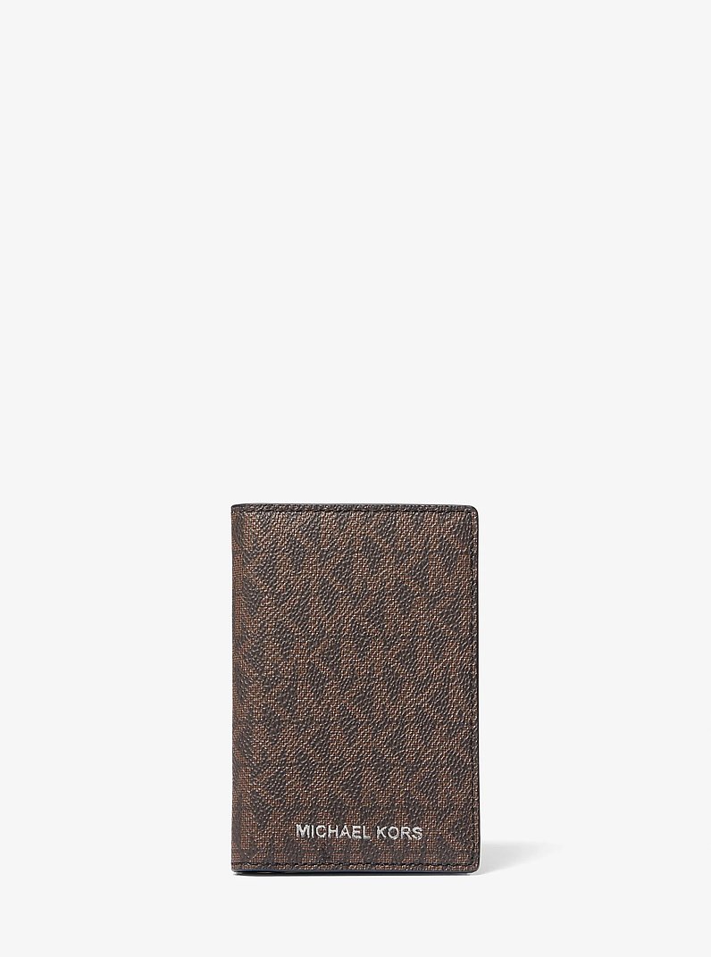 Porta carte di credito a libro Mason con logo in MARRONE/NERO | Michael Kors