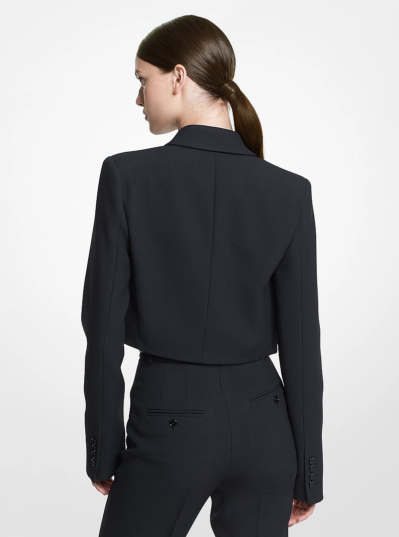 Chaqueta bolero de crep&eacute; sabl&eacute; doble in NEGRO | Michael Kors