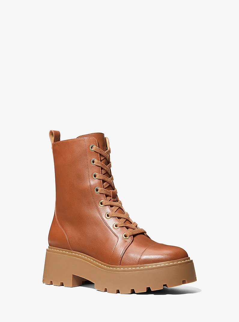 Blake Leather Combat Boot in LUGGAGE | Michael Kors