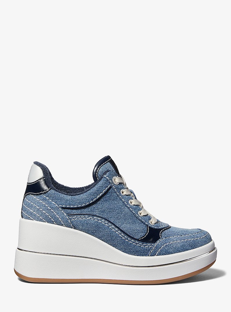 Emmy Denim Wedge Trainer in NEW HRZN WSH | Michael Kors