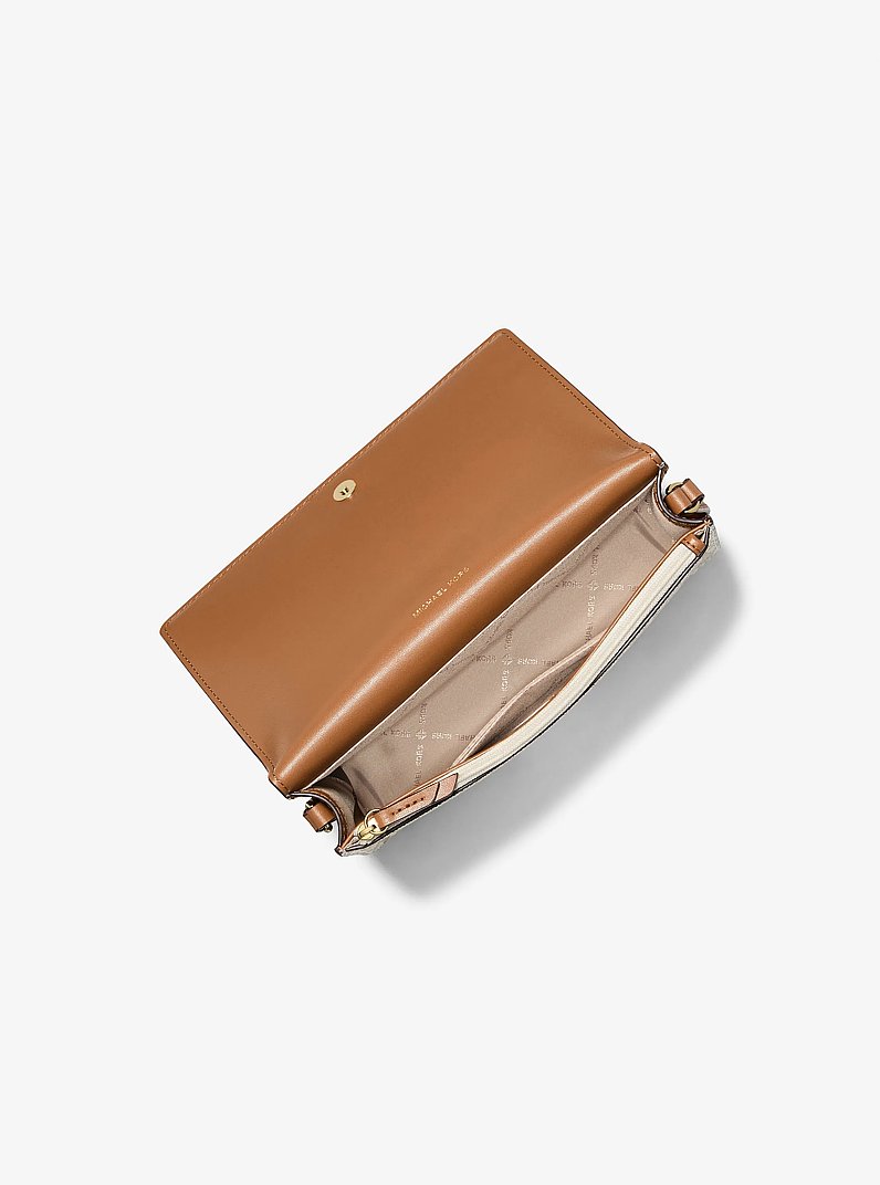 Umh&auml;ngetasche Marlowe Medium mit Signature-Logomuster in VANILLE/EICHELBRAUN | Michael Kors