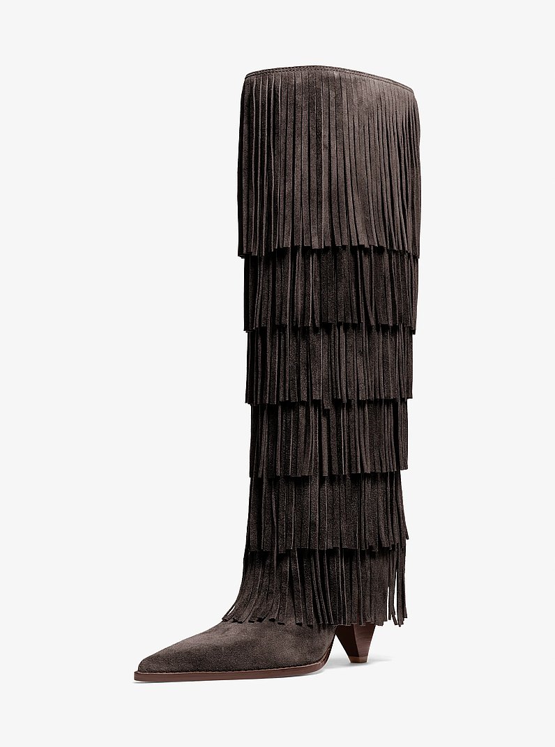 Jayla Fringed Suede Tall Boot in CHOCOLATE | Michael Kors