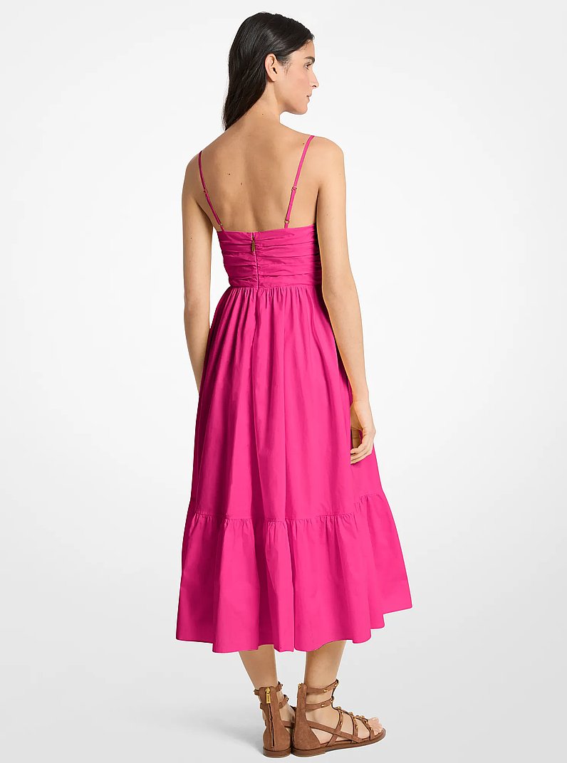 Cotton Poplin Midi Dress in RASPBERRY | Michael Kors