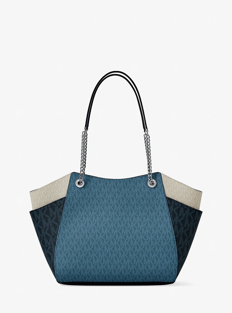Jet Set Large Color-Block Signature Logo Shoulder Bag in DENIM MULTI | Michael Kors